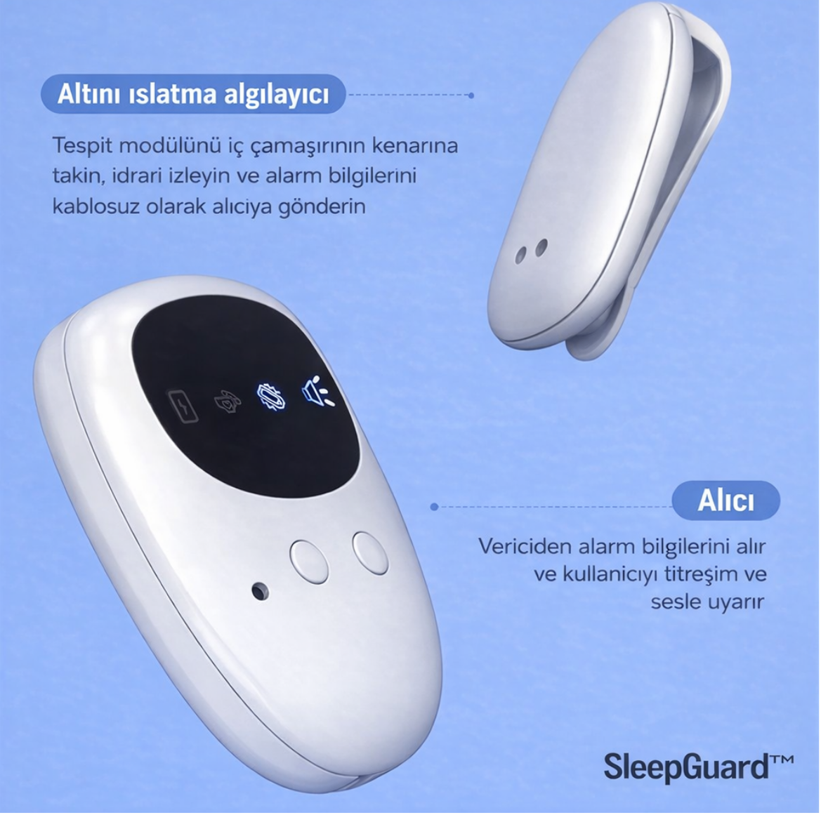 SleepGuard™ Kablosuz Yatak Islatma Alarmı